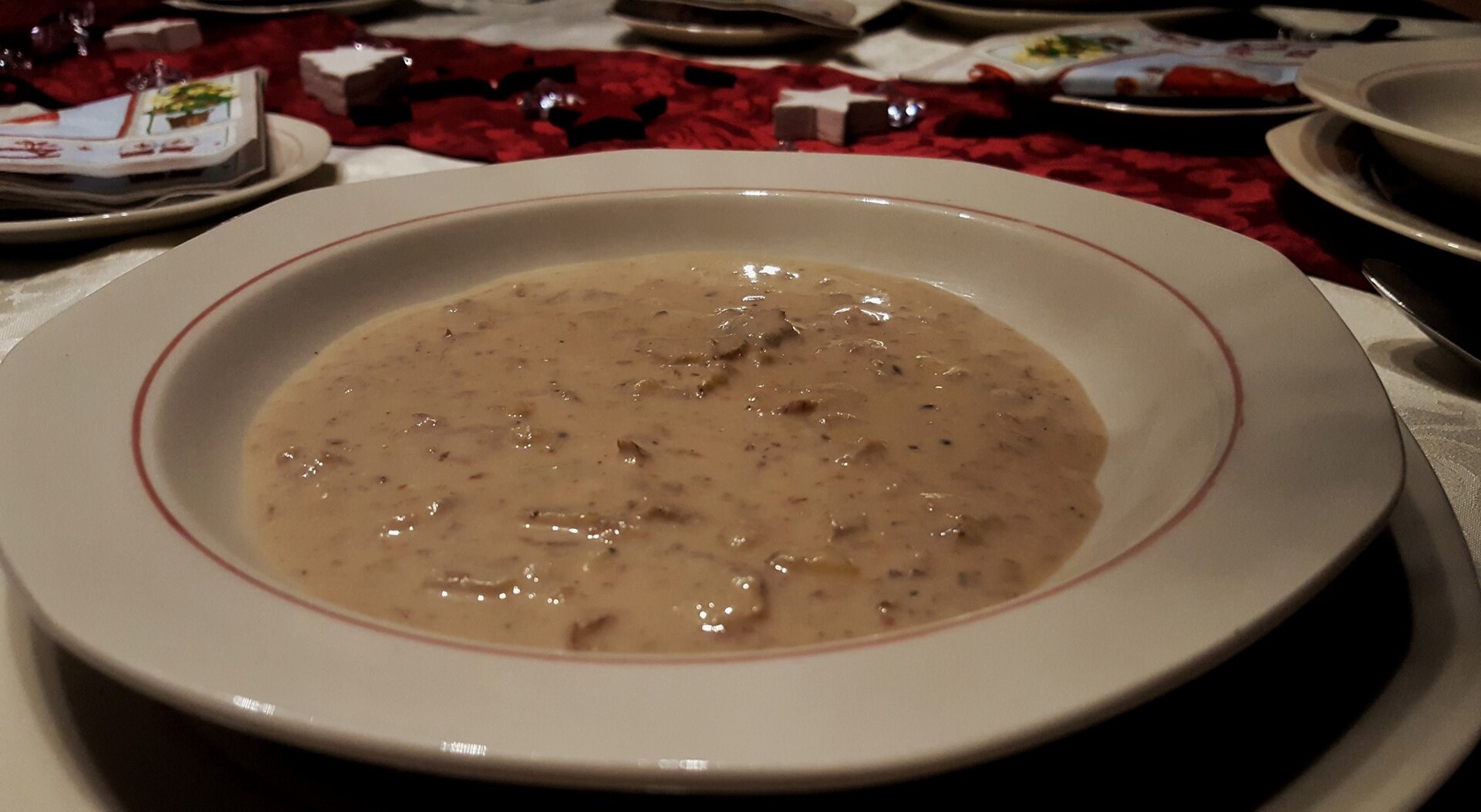 A bowl of creamy chestnut soup